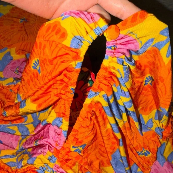 FARM Rio X Anthropologie short sleeve v neck ruched midi dress - Picture 11 of 14